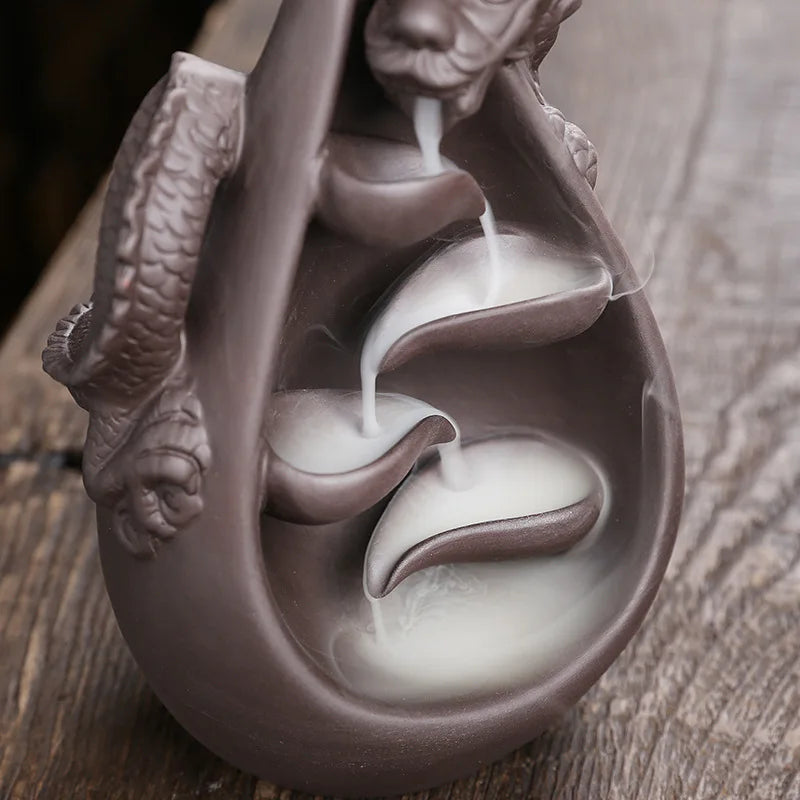 1pc Relief Dragon Incense Burner – Waterfall Backflow Aromatherapy Holder & Zen Home Decor - Image 4