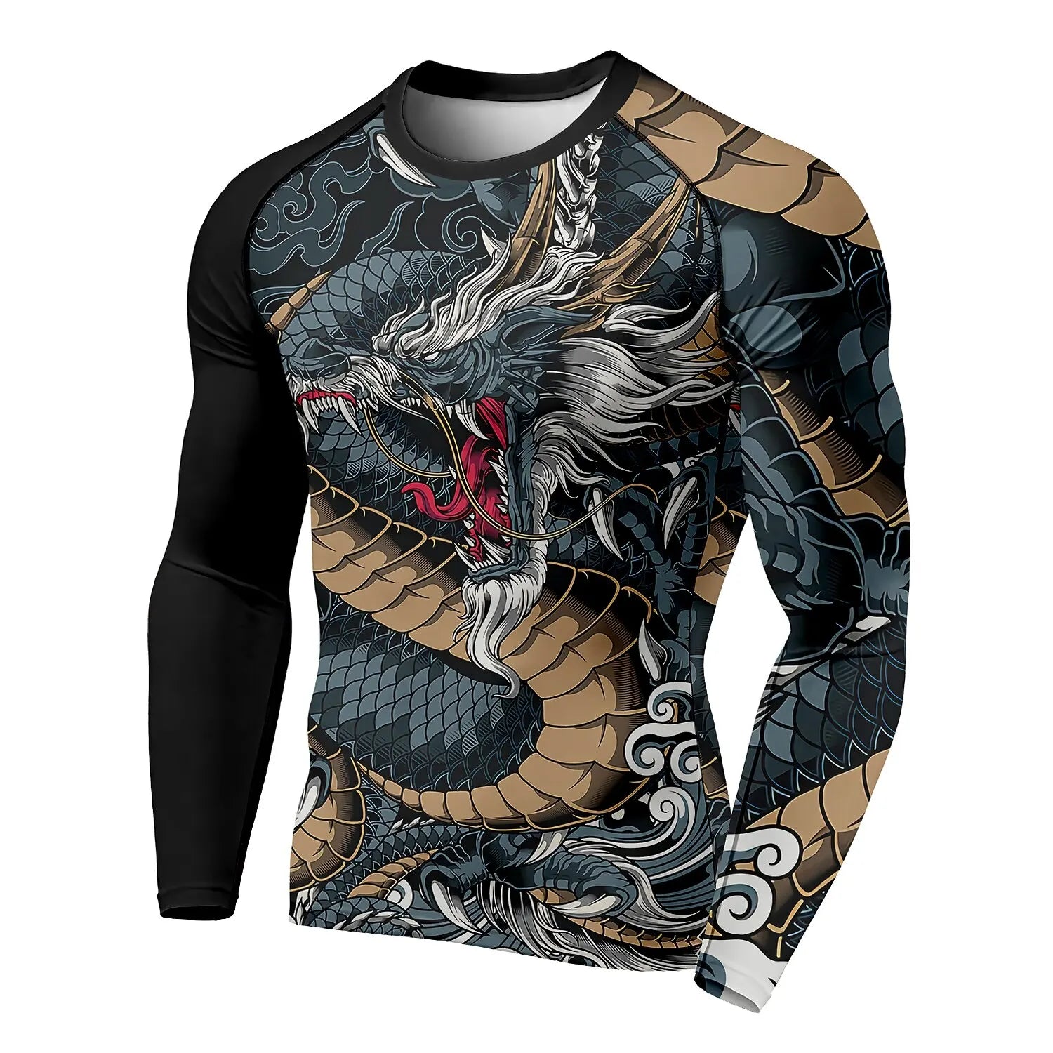 3D Printed Dragon Pattern Autumn Men’s Crew Neck T-Shirt – Casual Long Sleeve Oversized Pullover - Image 7