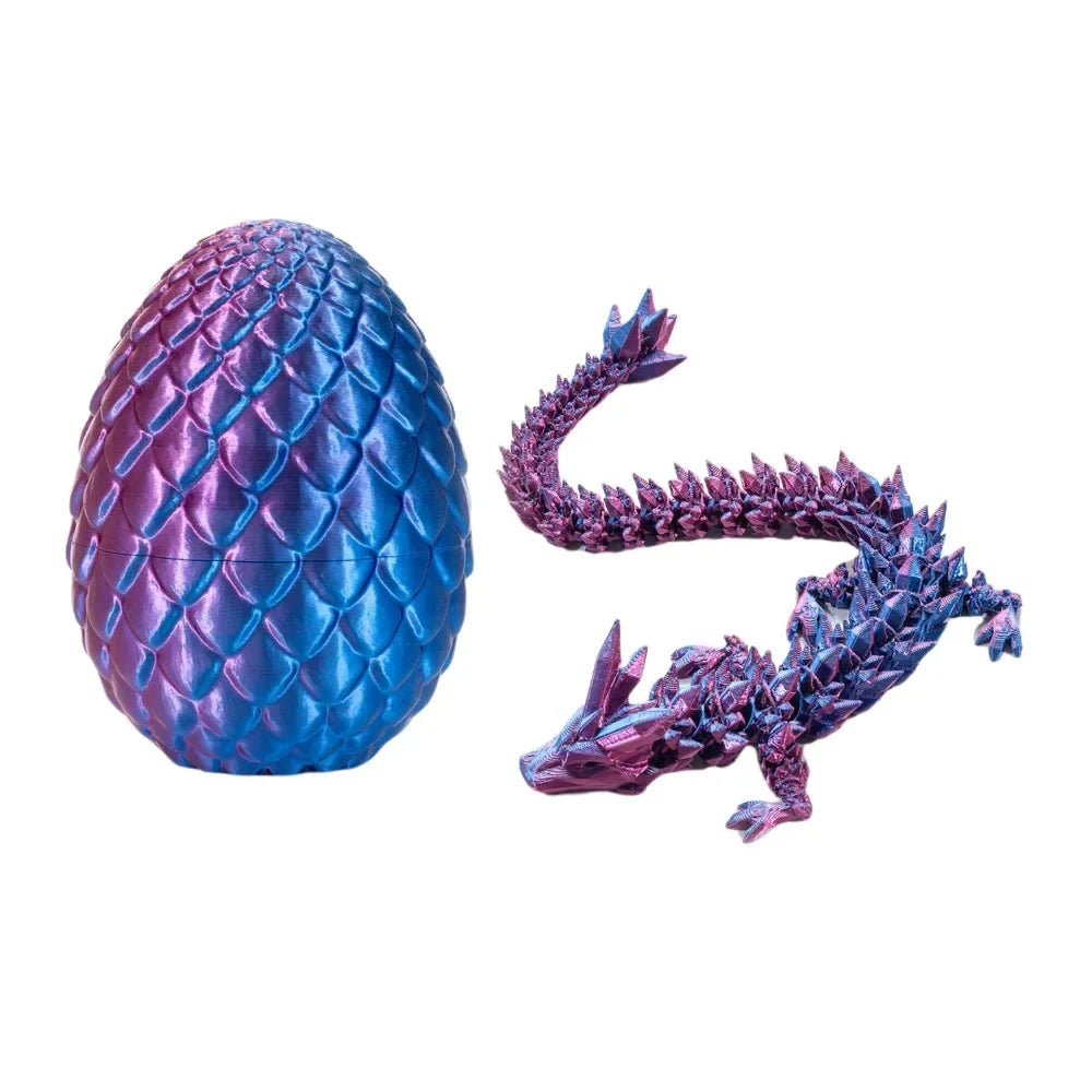 3D Printed Dragon Egg Gift Set – Fully Articulated Crystal Dragon Collectible with Gemstone Ornament | Home Decor Figurine - Image 3