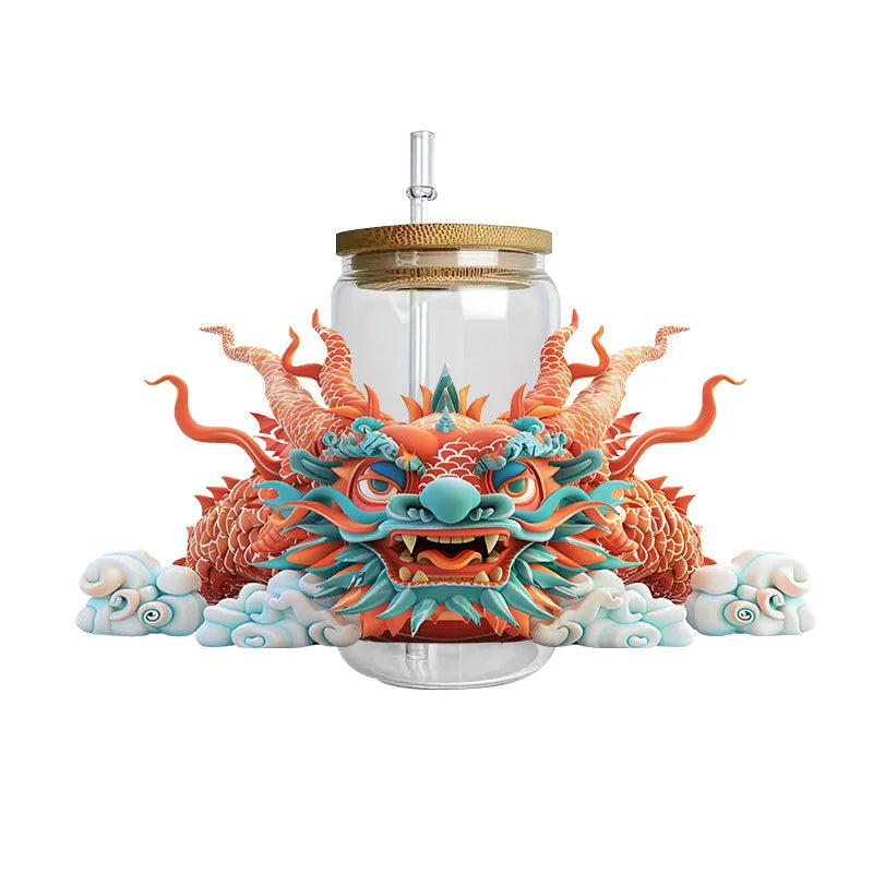 3D Fantasy Dragon Art UV DTF Cup Wrap Sticker – Waterproof Crystal Label for DIY Glass & Tumbler Decoration - Image 9