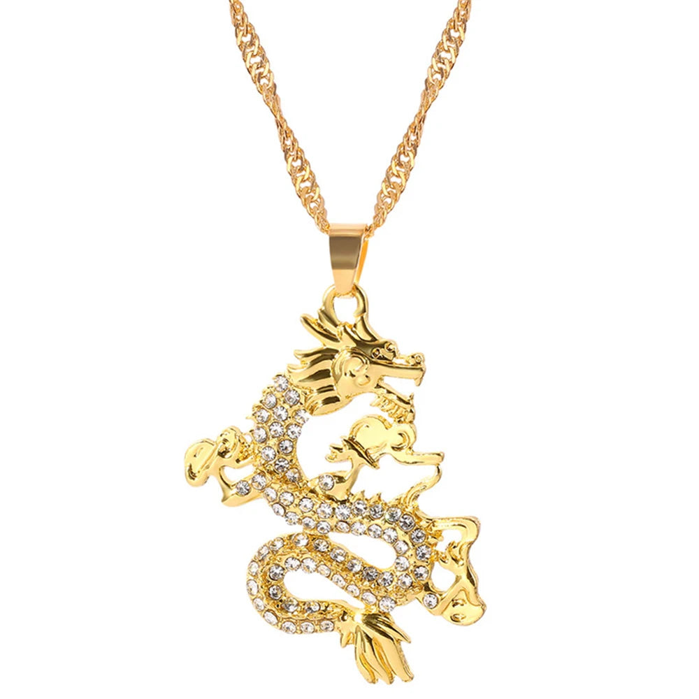 Chinese Style Gold Color Dragon Pendant – Creative Luxury Charm Necklace for Men & Women - Image 7