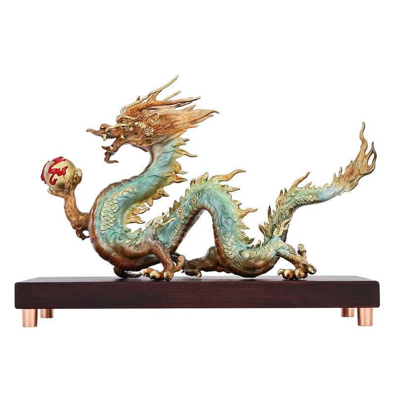 Copper Brass China Dragon Statue – Large Feng Shui Sculpture for Living Room & Office Decor (31cm / 49cm / 62cm) - Image 5