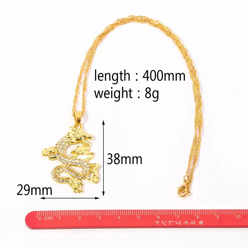 Chinese Style Gold Color Dragon Pendant – Creative Luxury Charm Necklace for Men & Women - Image 6