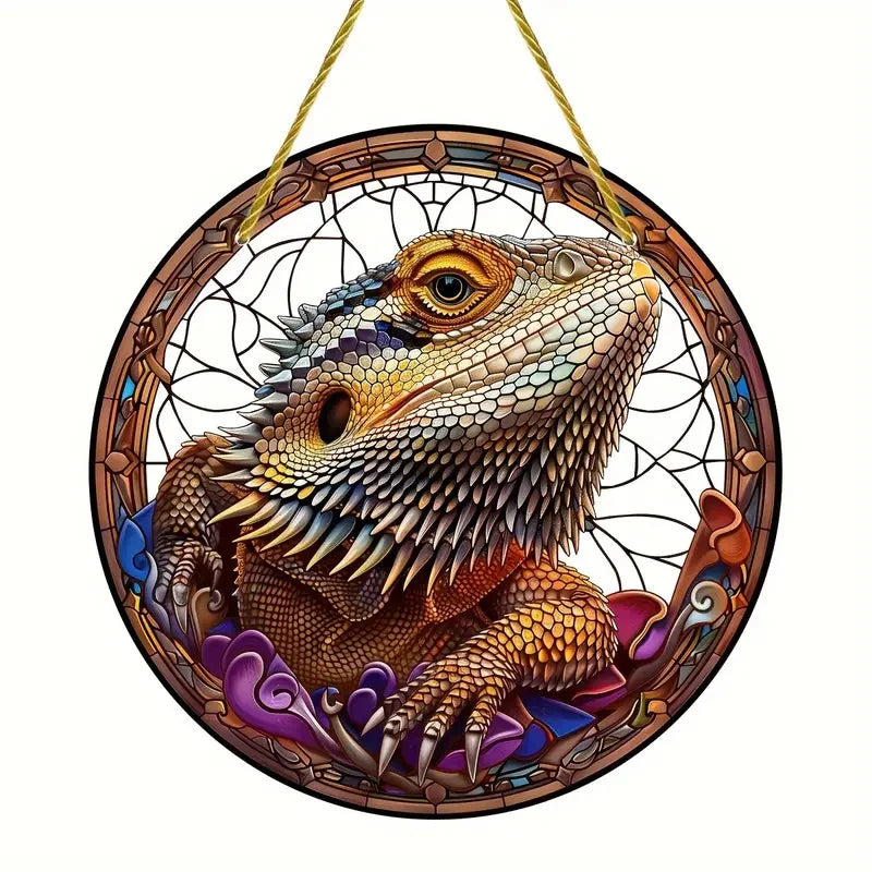 Flying Dragon Translucent Stained Glass Suncatcher – 2D Round Acrylic Window Hanging Decor - Image 12