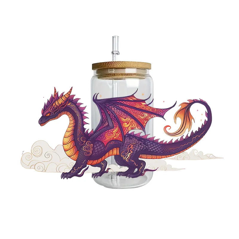 3D Fantasy Dragon Art UV DTF Cup Wrap Sticker – Waterproof Crystal Label for DIY Glass & Tumbler Decoration - Image 4