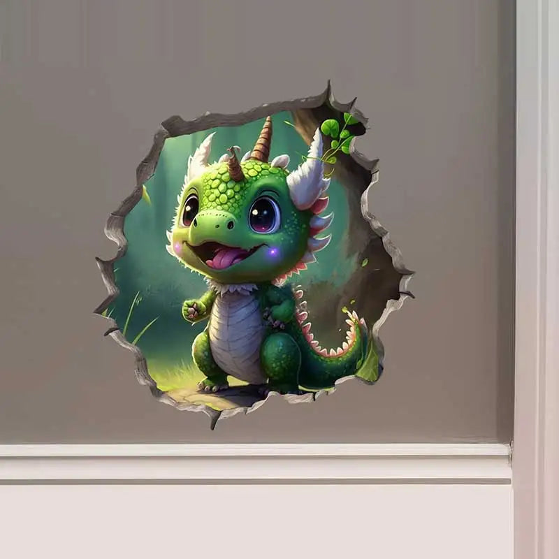 Dragon Parent and Child Reading Wall Hole Decal - Image 13