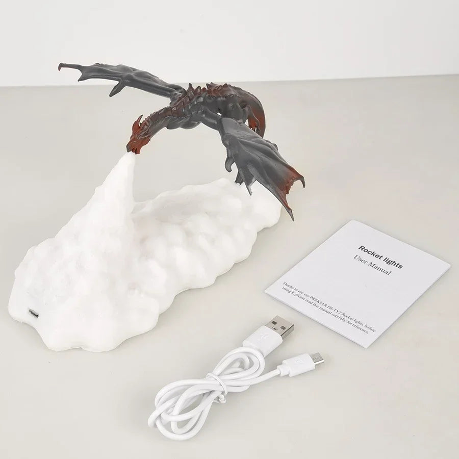 Dragon Shape LED Night Light – 3D Printed Flame Breathing Slow-Change Lamp - Image 3