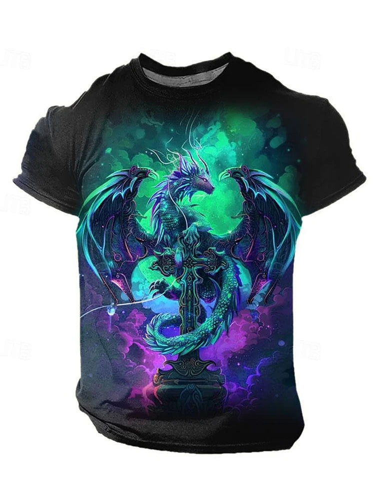3D Dragon Print Men’s T-Shirt - Image 12