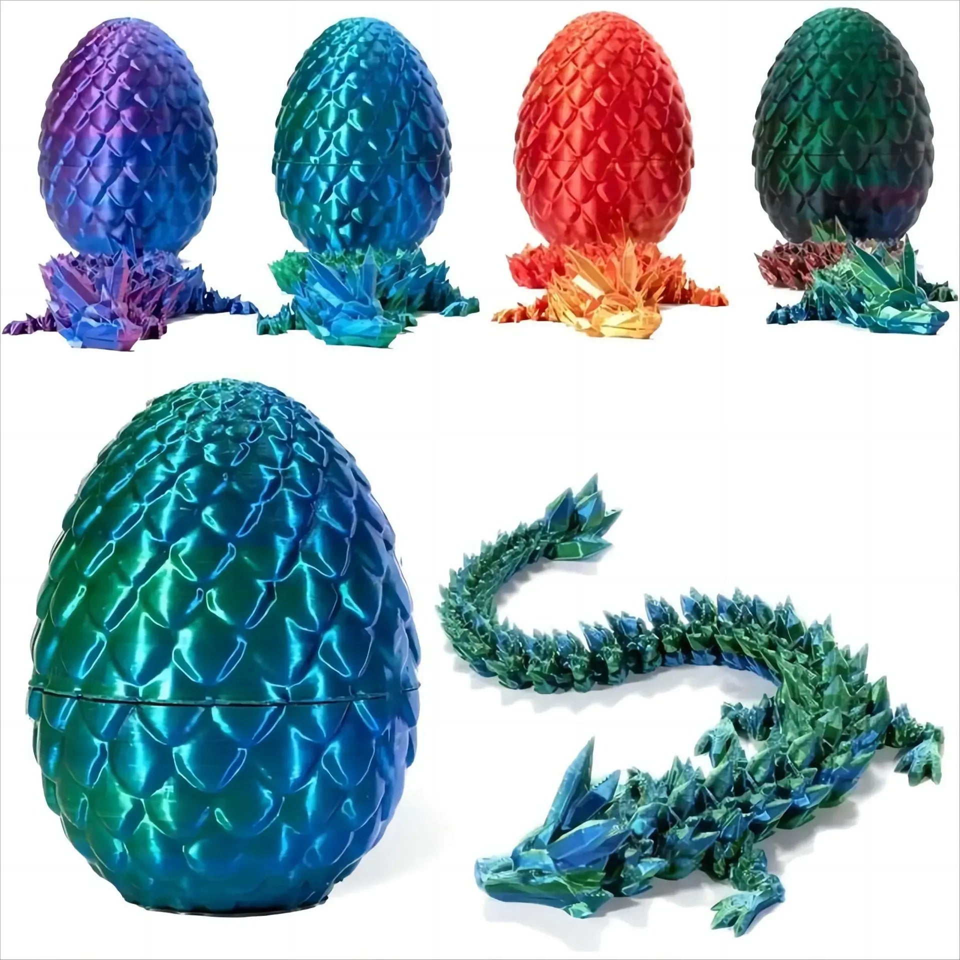 3D Printed Dragon Egg with Articulated Dragon - Image 3