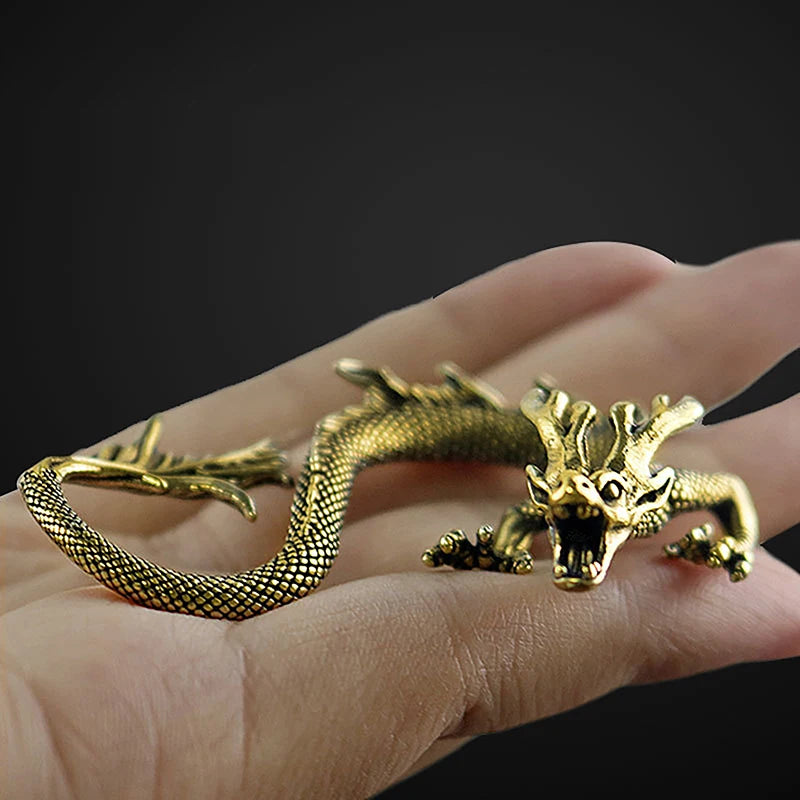 Chinese Beast Dragon Statue – Antique Bronze Miniature Figurine for Home Decor & Collectors - Image 2