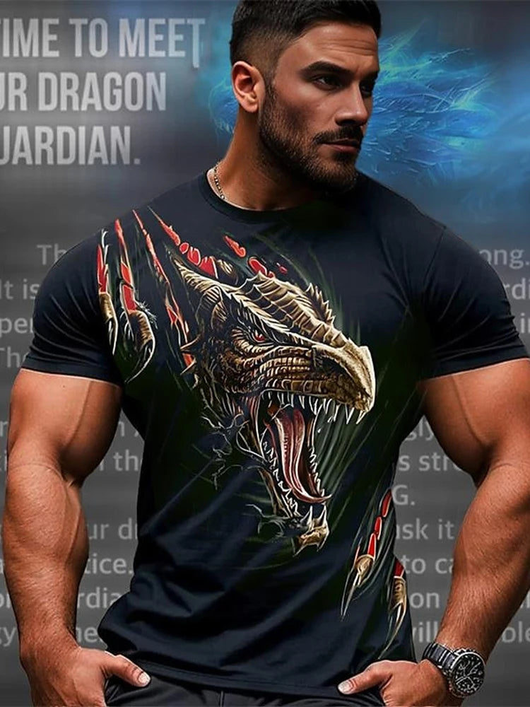 3D Dragon Print Men’s T-Shirt - Image 22