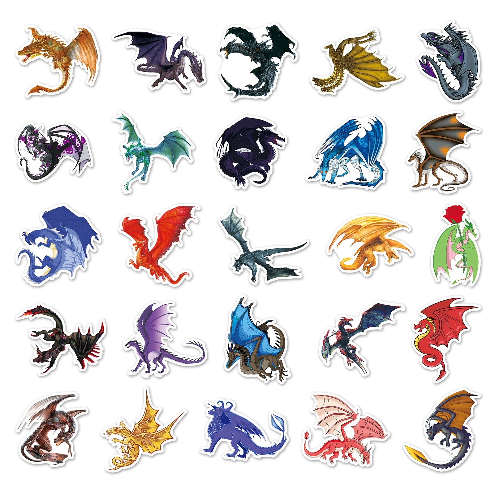 50PCS Dragon Series Cartoon Waterproof Stickers – Retro Vinyl Stickers for Skateboards, Snowboards & More - Image 4