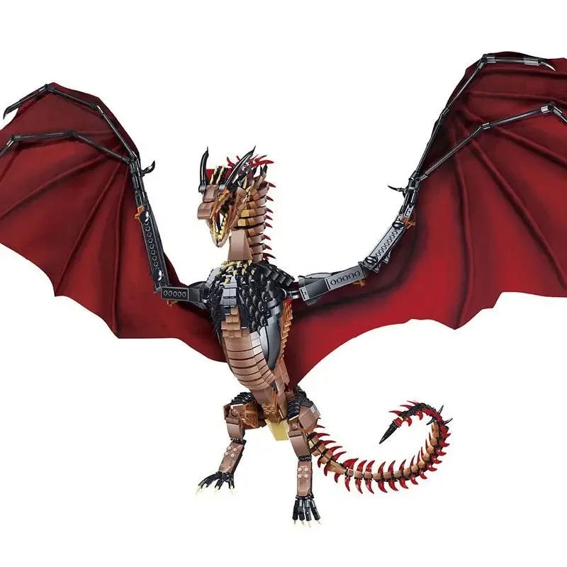 1889PCS Dragon Smaug Building Blocks – Fire Breathing Dragon Animal Model Toy for Kids Christmas Gifts - Image 5