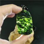 Certified Natural Black Green Jade Dragon Pendant