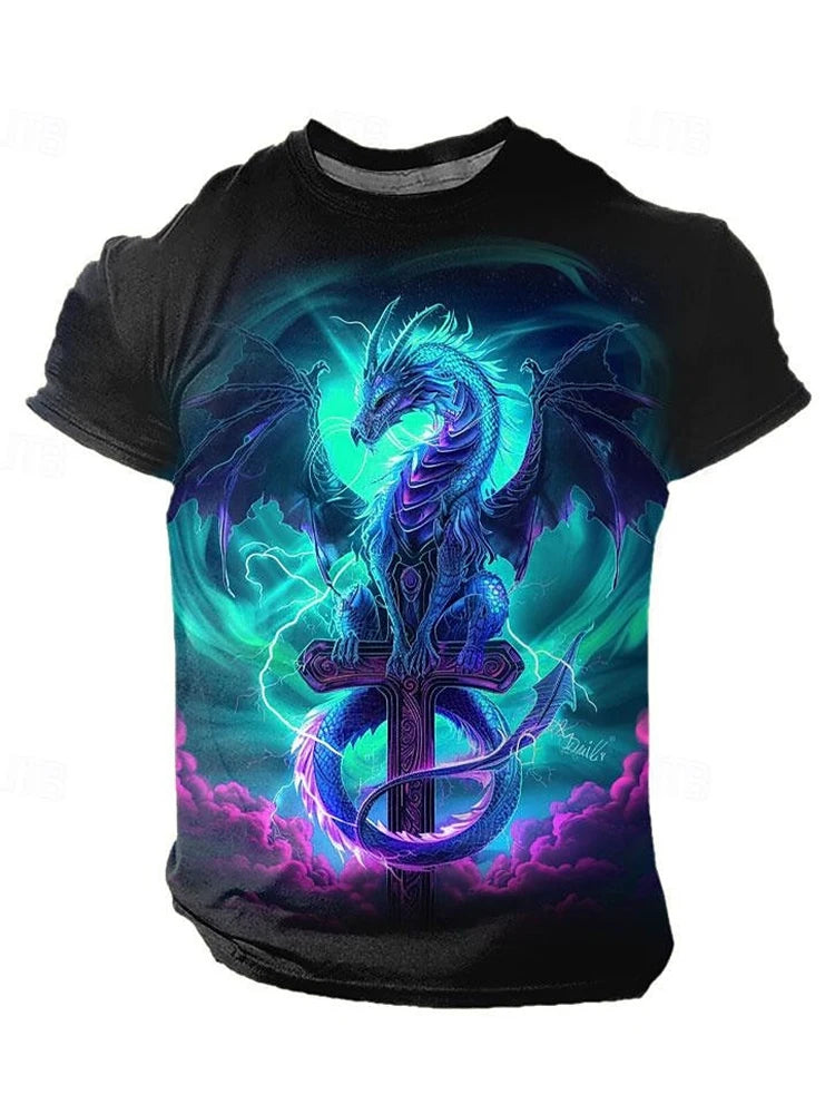 3D Dragon Print Men’s T-Shirt - Image 3