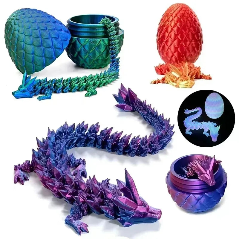 1/2PCS 3D Printed Dragon Egg with Fully Articulated Dragon