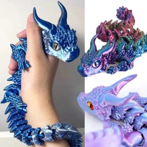 3D Printed Magic Dragon Movable Joint Fidget Toy – Rotatable Articulated Desktop Ornament