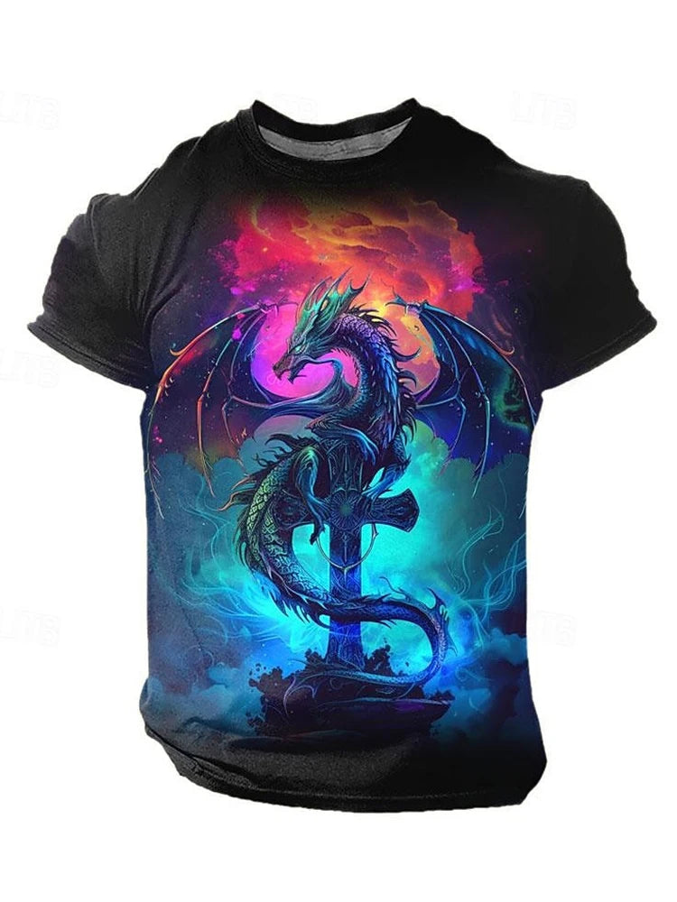 3D Dragon Print Men’s T-Shirt - Image 2