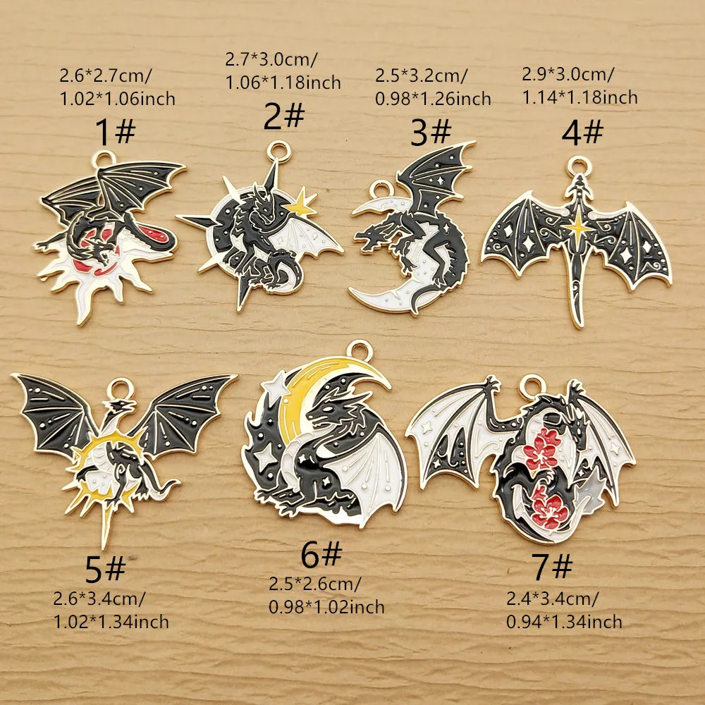 10pcs Enamel Dragon Charms - Image 2
