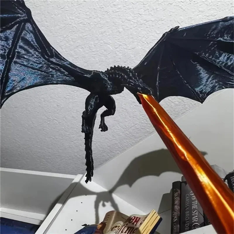 A96K-Dragonflame Book Nook – Fire-Breathing Dragon Bookshelf Ornament, Gothic Fantasy Flying Dragon Sculpture - Image 2