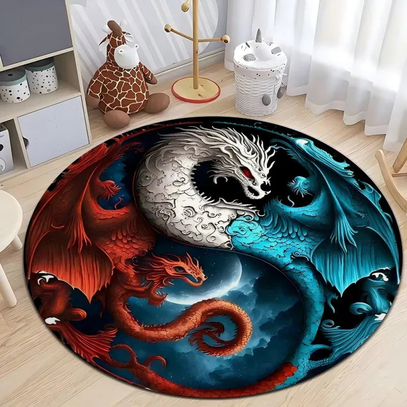 Fashion Dragon Round Carpet – Stylish Area Rug for Living Room, Bedroom & Chair Floor Mat - Image 8