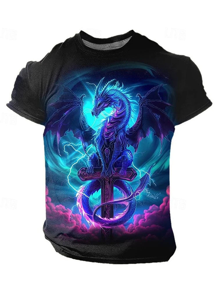 3D Dragon Print Men’s T-Shirt - Image 11
