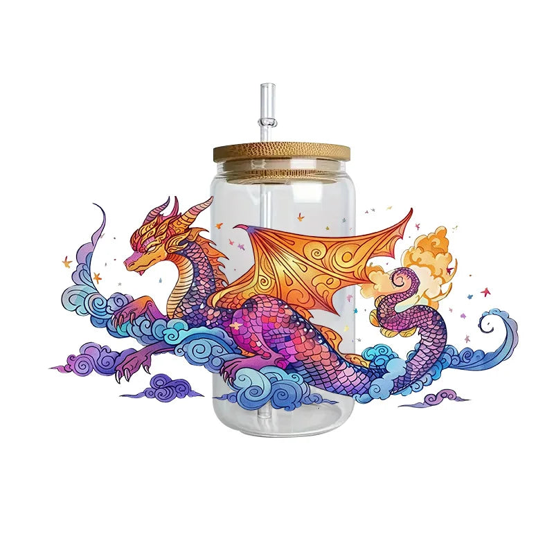 3D Fantasy Dragon Art UV DTF Cup Wrap Sticker – Waterproof Crystal Label for DIY Glass & Tumbler Decoration - Image 15