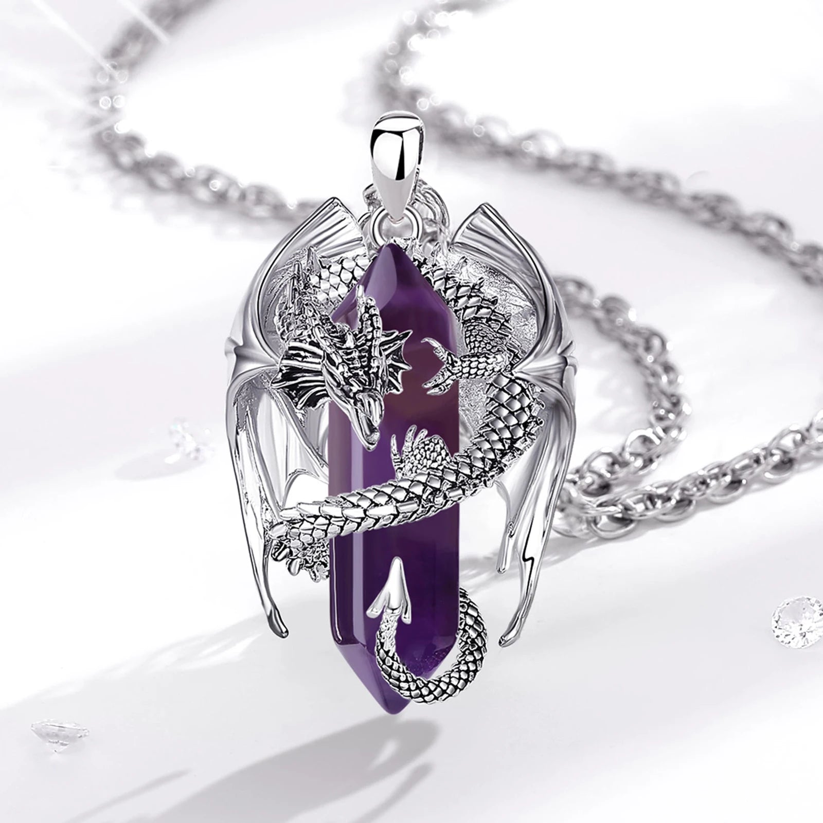 Eudora Dragon-Wrapped Amethyst Necklace - Image 4