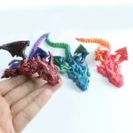 3D Printed Winged Dragon Figurine with Art Deco Resin Sculpture – Tabletop Animal Theme Decor