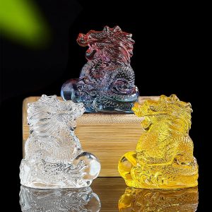 Colorful Glazed Chinese Dragon Miniature Ornament – Home Figurine, Paperweight & Feng Shui Desk Decoration