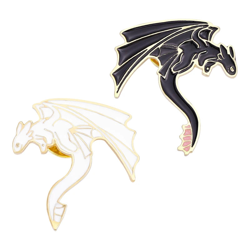 Black & White Pterosaur Enamel Pins
