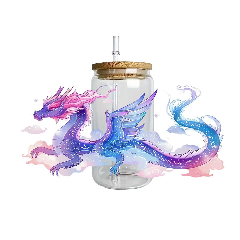 3D Fantasy Dragon Art UV DTF Cup Wrap Sticker – Waterproof Crystal Label for DIY Glass & Tumbler Decoration - Image 16