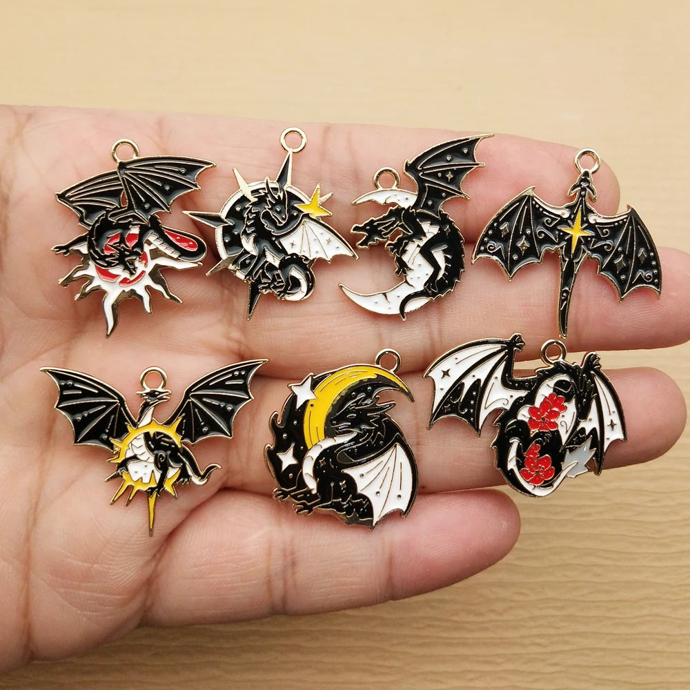 10pcs Enamel Dragon Charms