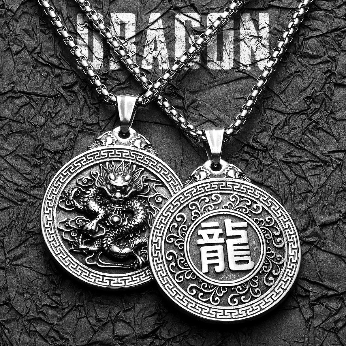 Chinese Dragon Stainless Steel Pendant Necklace