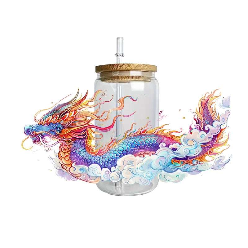 3D Fantasy Dragon Art UV DTF Cup Wrap Sticker – Waterproof Crystal Label for DIY Glass & Tumbler Decoration - Image 5