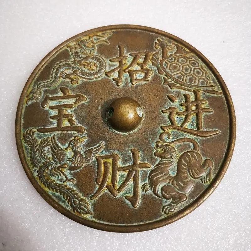 Feng Shui Lucky Dragon Phoenix Brass Mirrors Decoration – Antique Bronze Ware Collection, Home & Room Copper Ornaments - Image 9