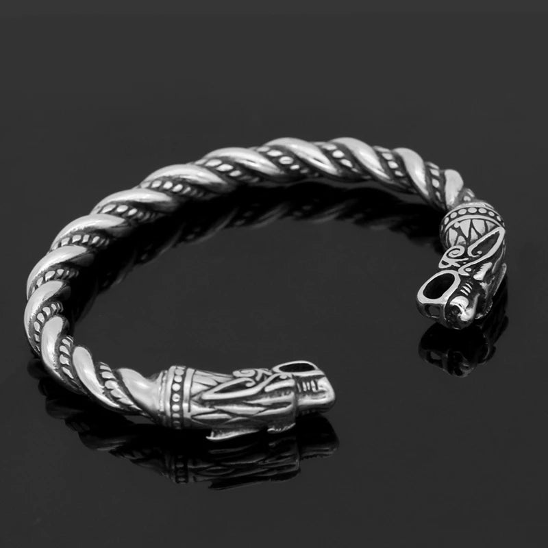 Fashion Gothic Dragon Head Bracelet – Viking-Inspired Open Cuff for Men & Couples - Image 2