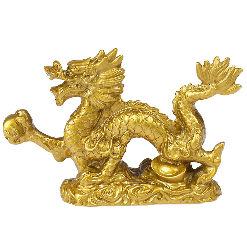 1Pc Good Lucky Golden Dragon Chinese Zodiac Statue – Gold Dragon Desktop Figurine - Image 3