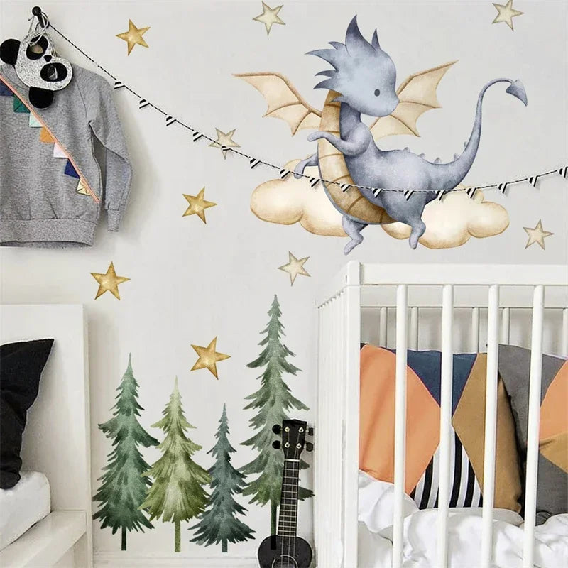 Cute Flying Dragon Forest Wall Stickers - Image 3