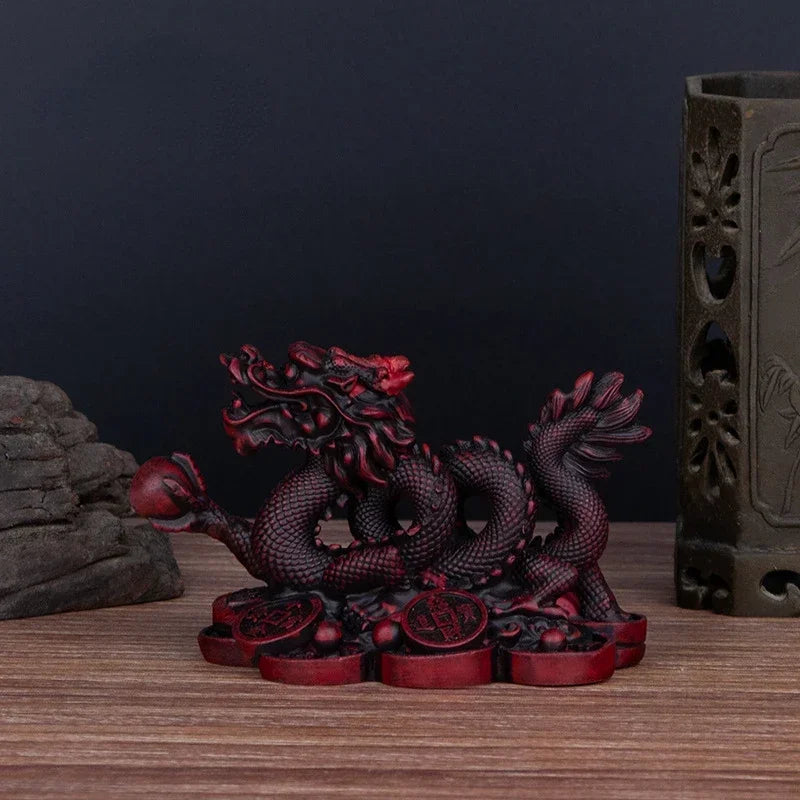 Chinese Auspicious Money Dragon Statuette – Resin Feng Shui Sculpture for Home & Office Decoration - Image 3