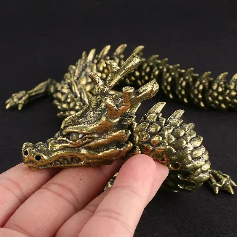 3D Dragon Statue Ornament – Movable Jointed Body in Ancient Copper Finish | Desktop Brass Craft for Home & Office Decoration - Image 4