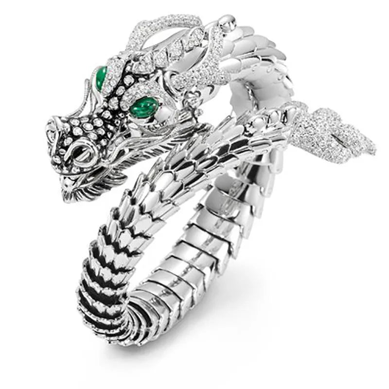 925 Sterling Silver Whole Dragon Open Ring
